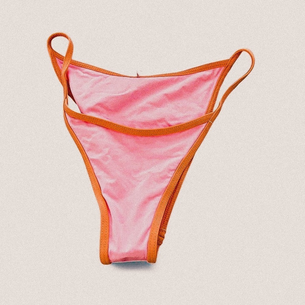 L*space Pink and orange colorblock Tommy high string bikini bottoms sz S